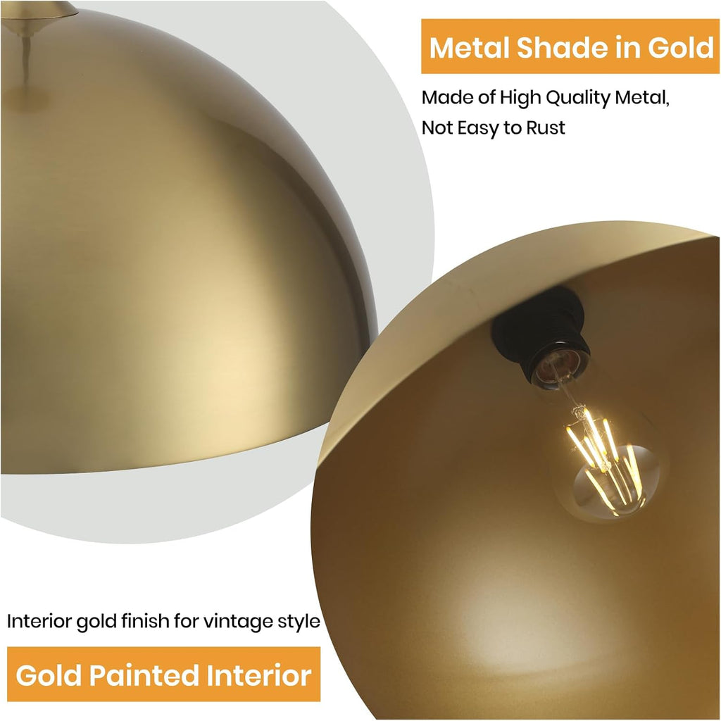 Gold Pendant Light 15.7", Modern Pendant Lights Kitchen Island, Large Farmhouse Hanging Lamp for Dining Room Bedroom