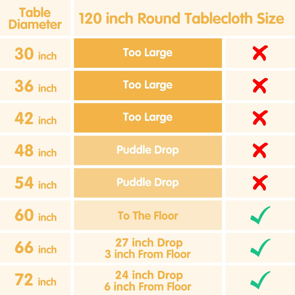 6 Pack Ivory Round Tablecloths 120 Inch for 60" Tables