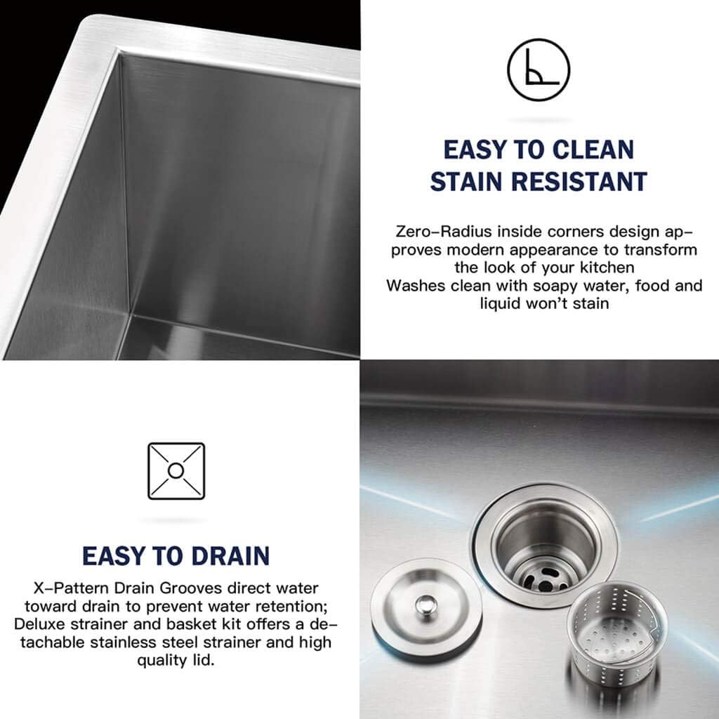 32-Inch Undermount Kitchen Sink, Premium 304 Stainless Steel Bar Sink - 10 Inches Deep Basin Single Bowl Sink