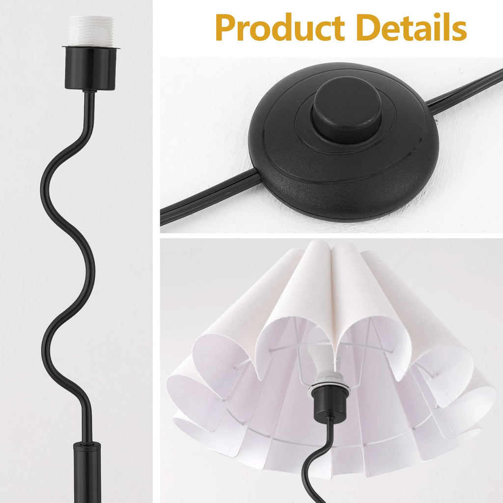 Modern Floor Lamp with 3 Color Temperatures, Foot Switch Standing Lamps, Tall LED Standing Lamps, Beige Linen Shade
