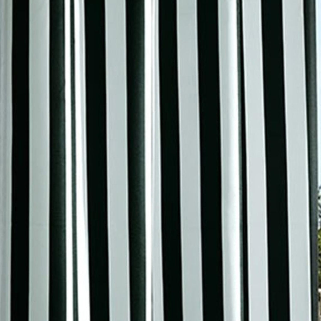 Decor Coastal Stripe Outdoor Curtain Panel - Black Grommet Top 52 x 63