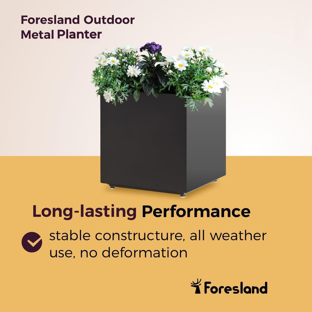 Large Cube Metal Outdoor Planter Box 20Wx20Dx21.5H