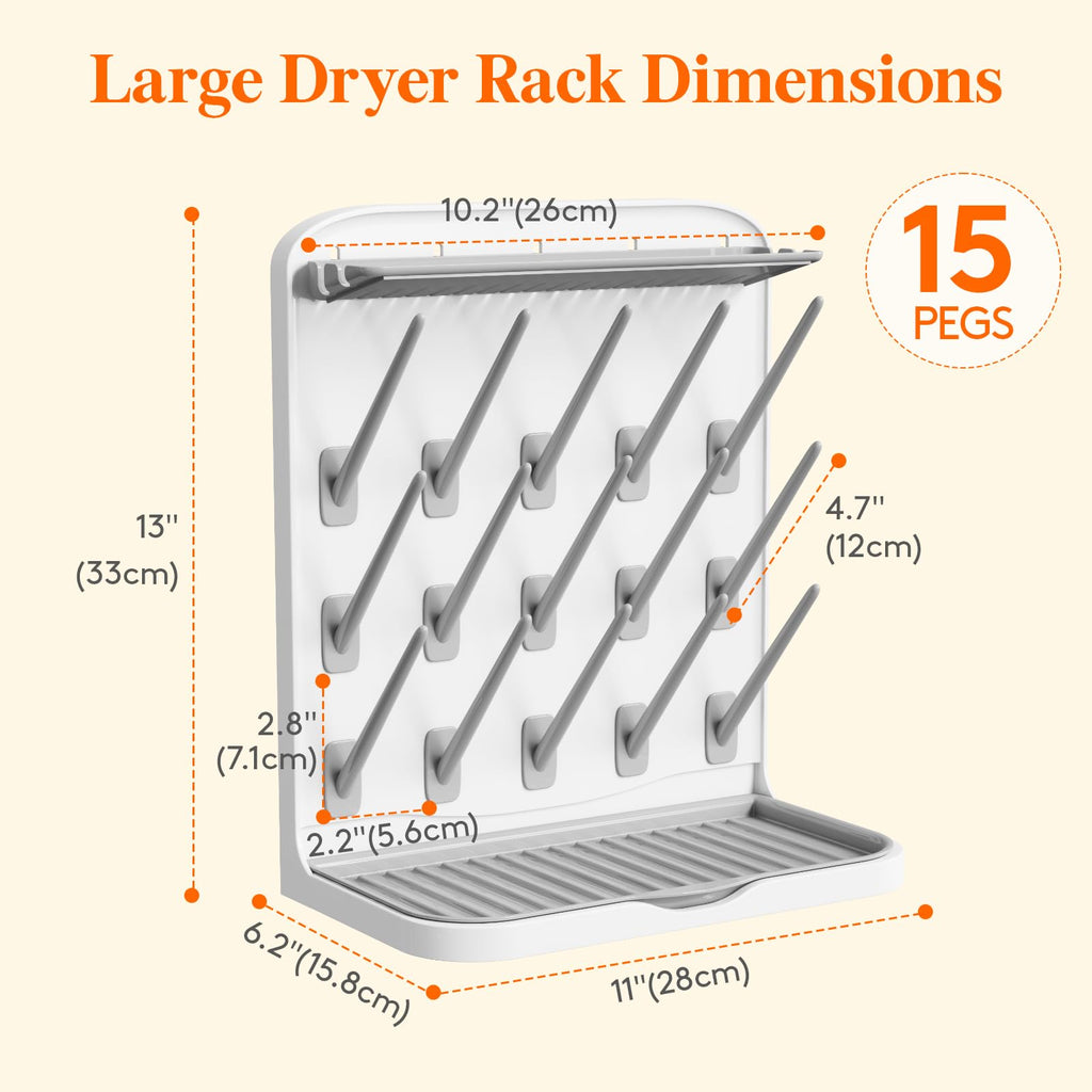 15-Hooks Baby Bottle Drying Rack for Countertop