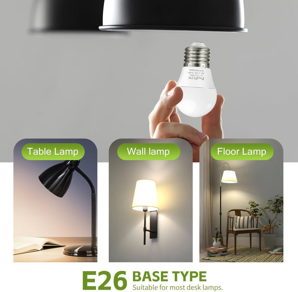 25 Watt Light Bulbs Equivalent, A15 25W LED Light Bulb 2700K Soft White E26 3W Type a Low Wattage Light Bulbs (12