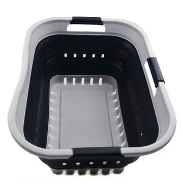 30L (8 gallon) Collapsible 3 Handled Plastic Laundry Basket - Foldable Pop Up Storage Container/Organizer - Portable