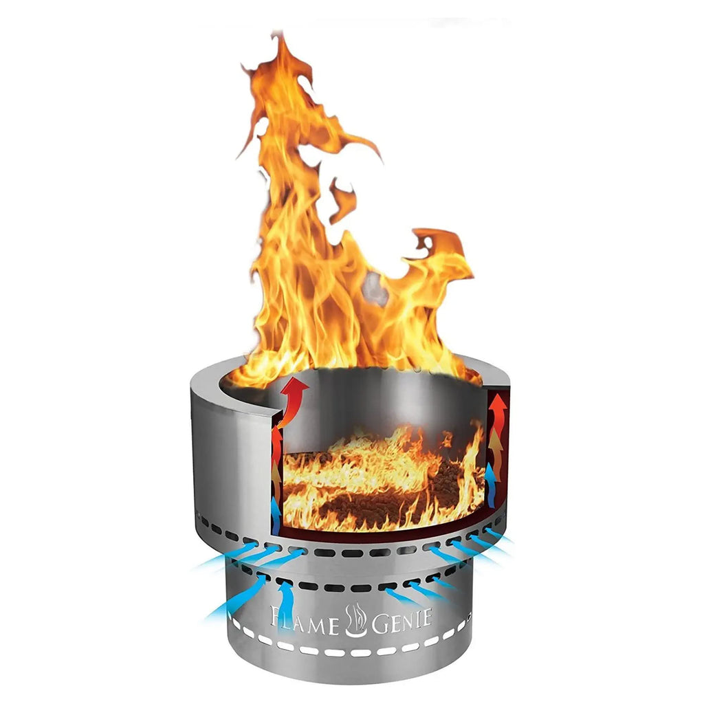 Portable Smokeless Wood Pellet Outdoor Fire Pit, 19" Diameter, Black Galvanised Steel