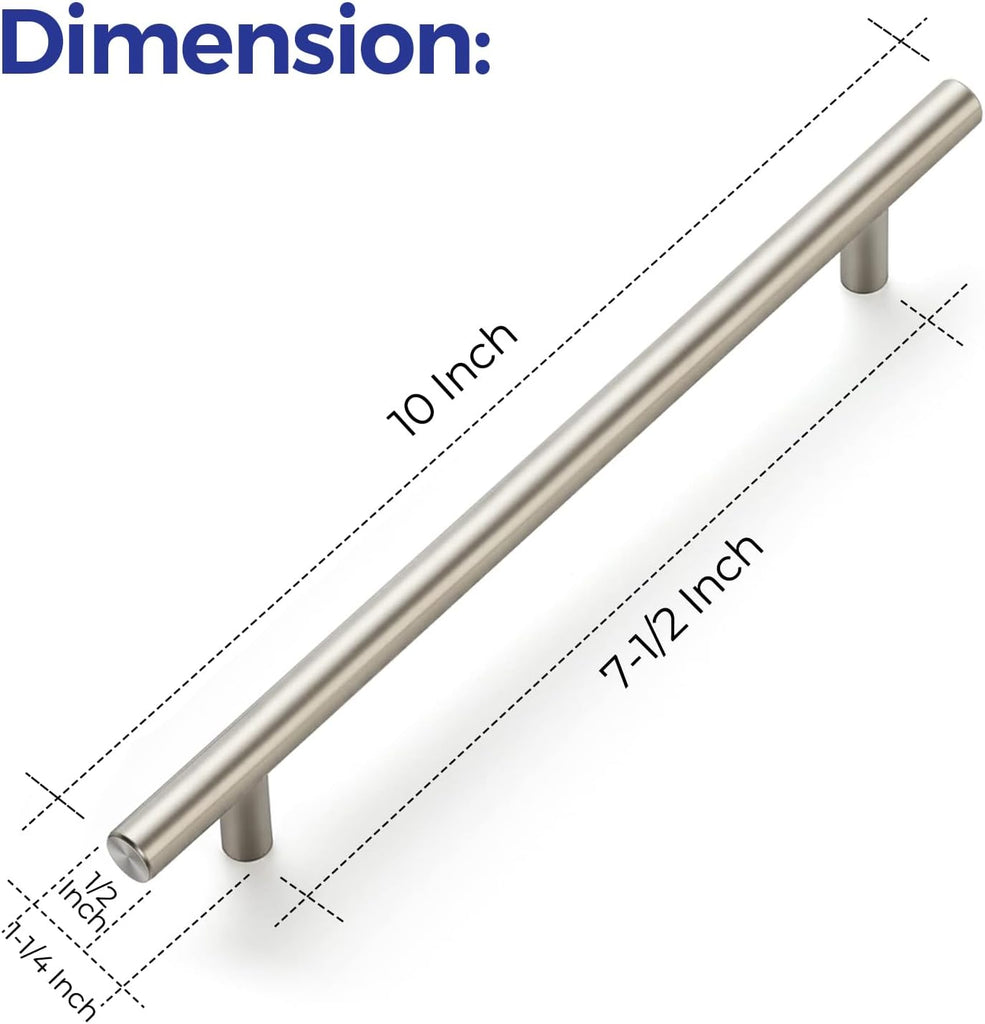 18 Pack 10 Inch Cabinet Handles Brushed Nickel Stainless Steel Cabinet Handles Kitchen Cupboard Pulls 7-1/2" Hole Center