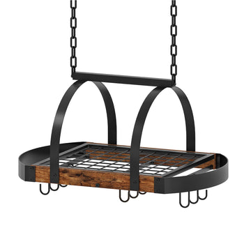 Hanging Pot Rack, Pot Hanger, Ceiling Mounted Pot Holder, Cookware Organizer with 9 S-Shaped Hooks, for Pot, Pan