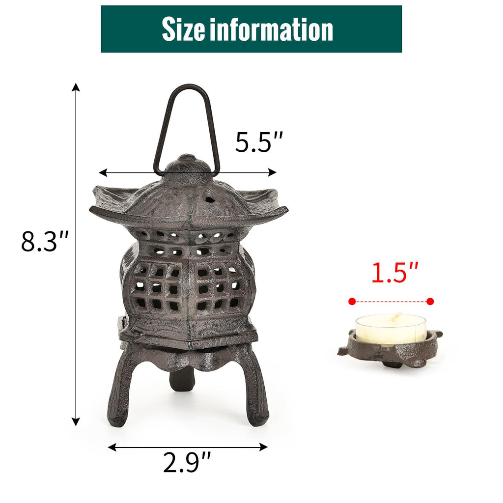 Cast Iron Lantern, Rustic Brown - Palace Hanging Candle Holder