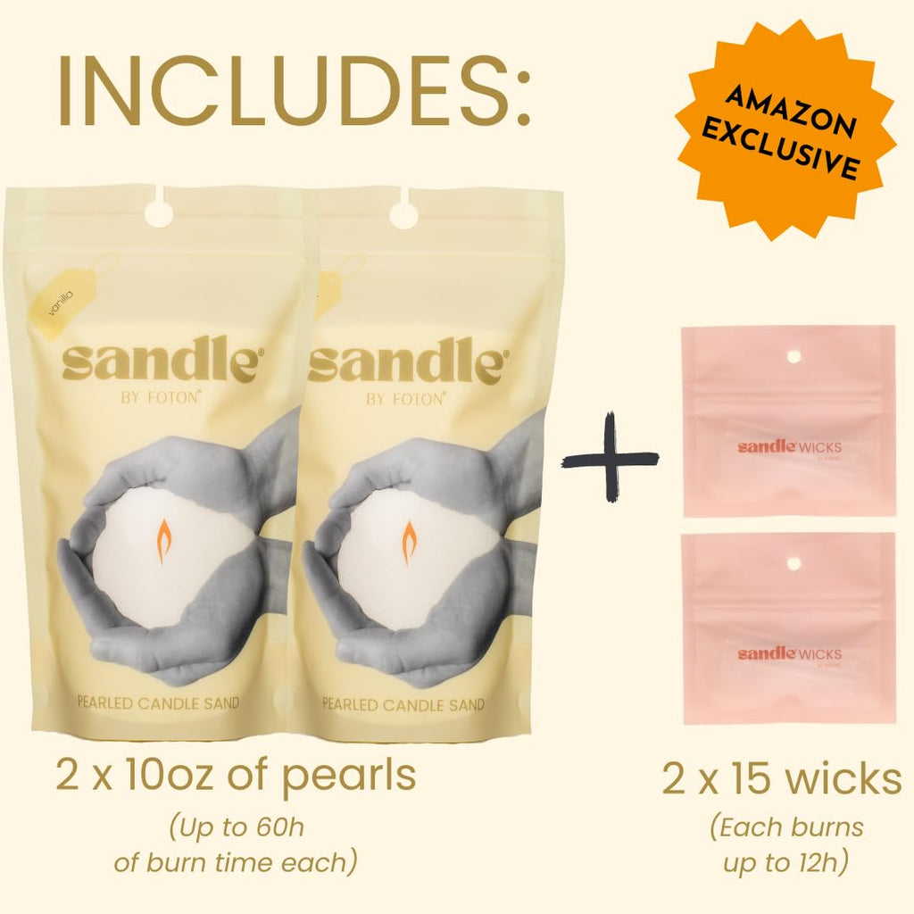Sandle Pearled Candle 10Oz 2 Pack, Vanilla Scented