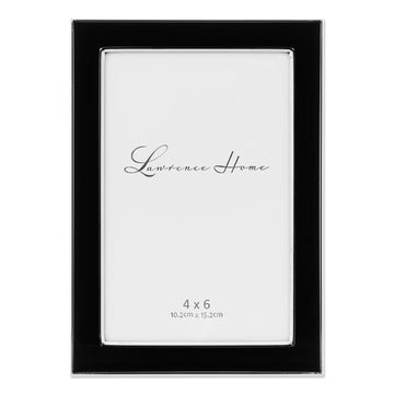 Silver Plated Metal with Black Enamel Picture Frame, Black, 4x6