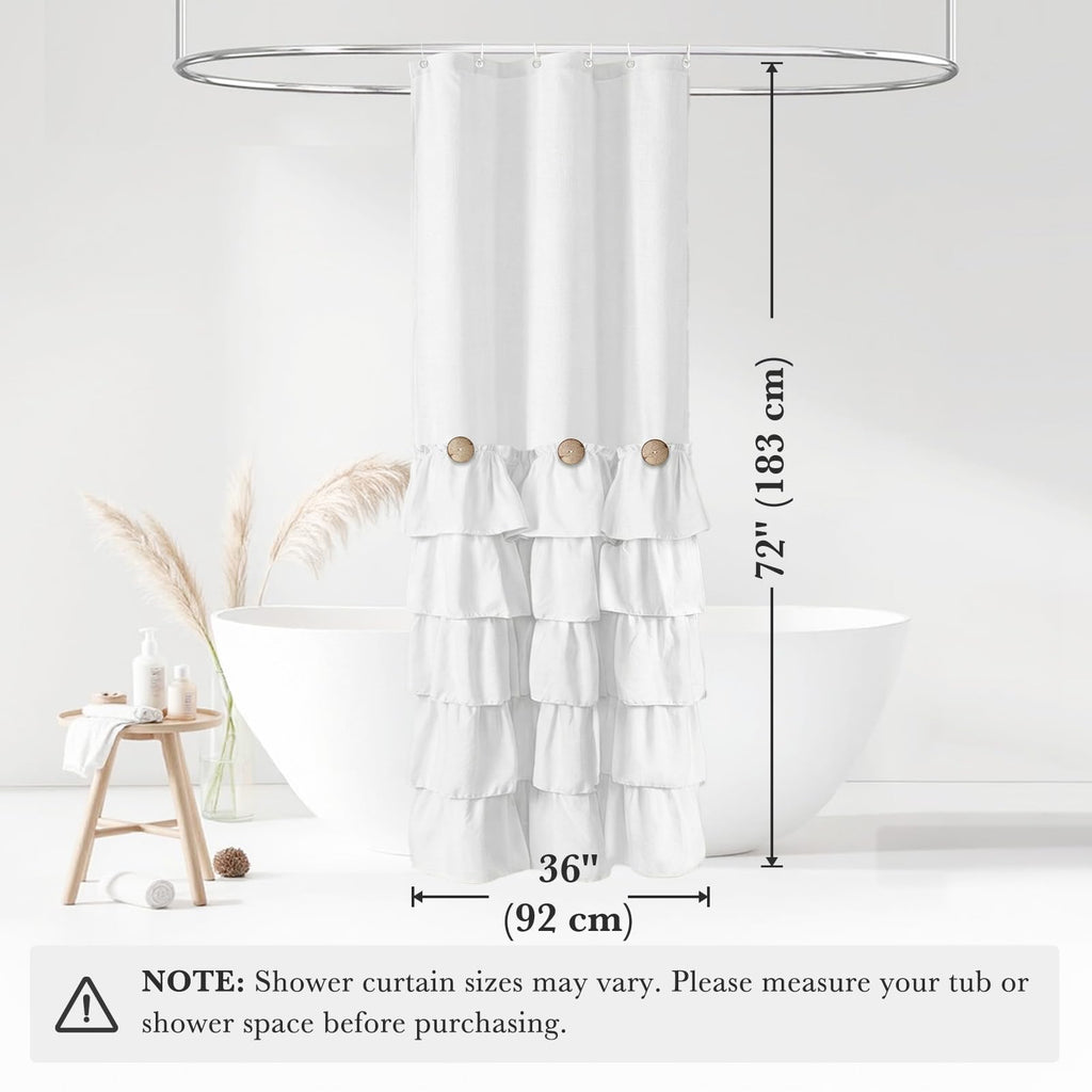 Small Stall White Ruffle Farmhouse Shower Curtain 36x72 Half Size