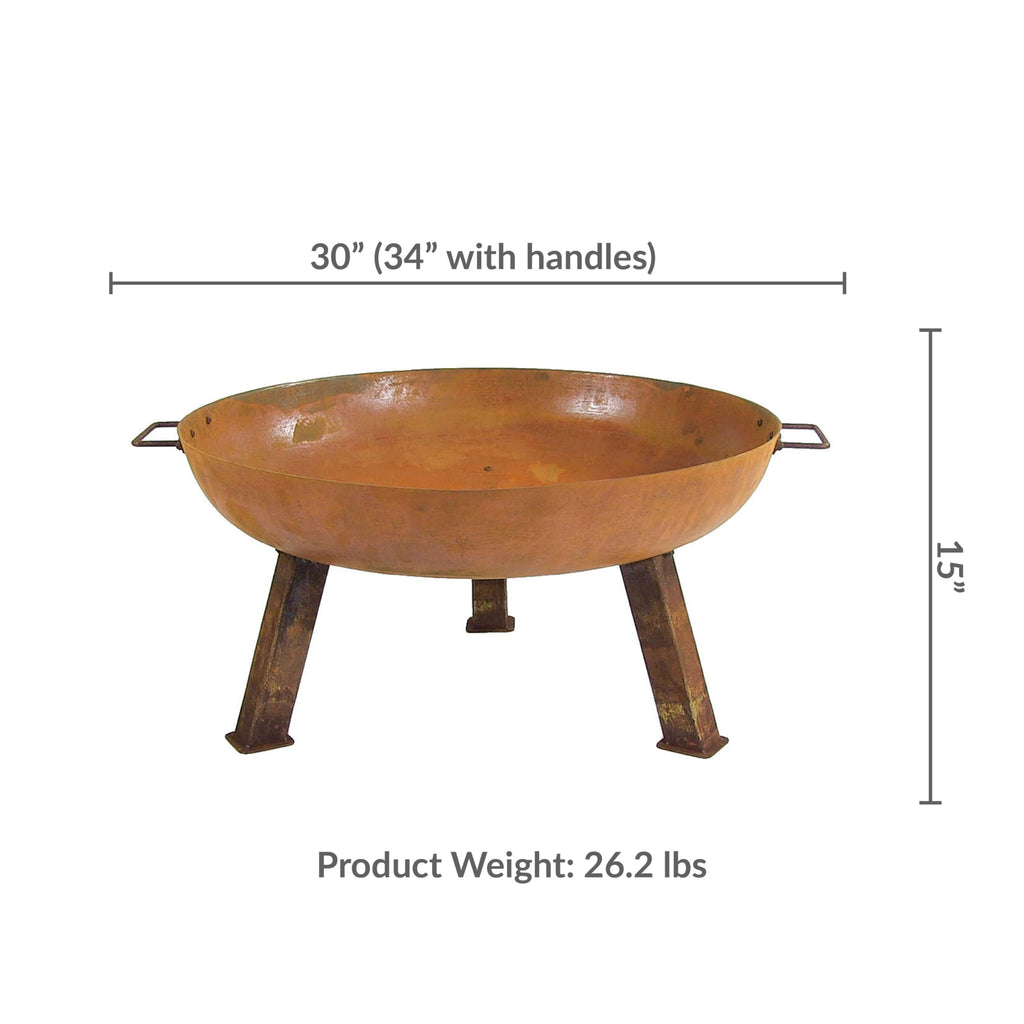 30" Heavy-Duty Cast Iron Fire Pit Bowl for Outside, Wood-Burning