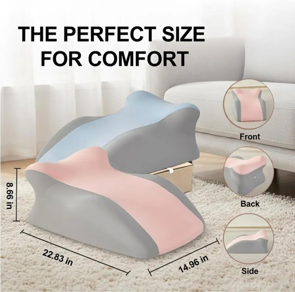 SmileQueen Memory Foam Wedge Pillow for Reading, Legs, Back Support | Purple Wedge Cushion for Bed Rest, TV, Reading