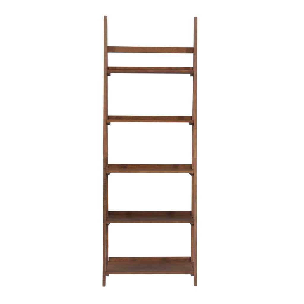 Melissa Walnut Mid-Century 5 Shelf Bookcase