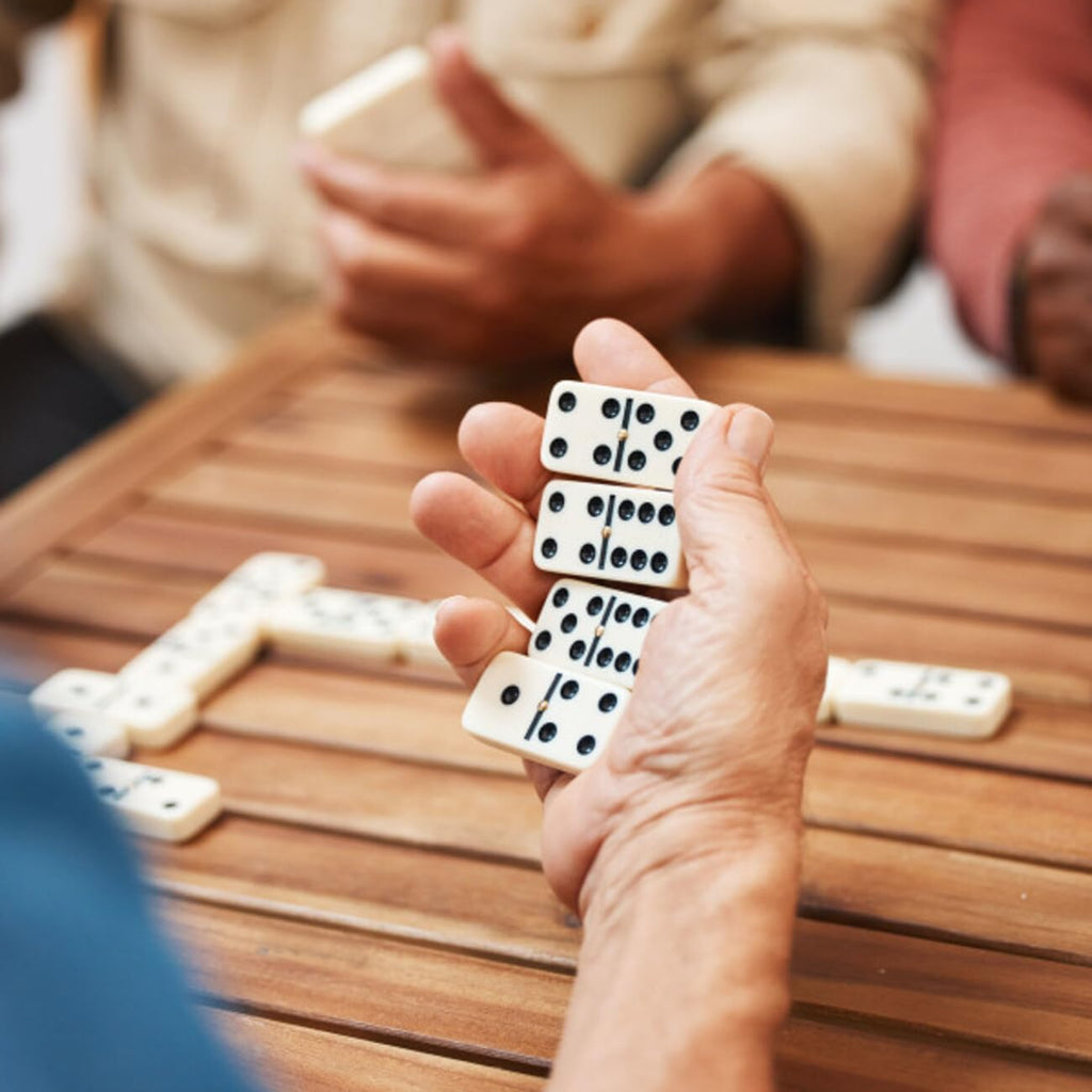 Domino Set with Wood Case - 55 Premium Double Nine Dominoes and Convenient Storage Box - Family Games by Trademark - Set of 55