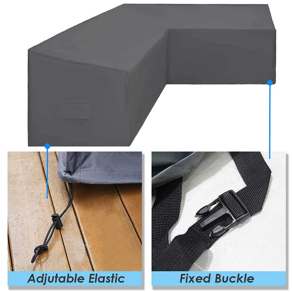 Patio L Shape Sofa Cover Sectional Waterproof Corner Sofa Cover Outdoor Dust-Proof Anti-UV Furniture Couch Cover for
