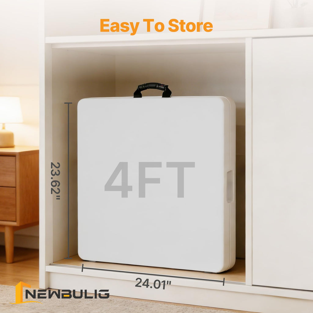 4 FT Foldable Table, Heavy Duty Folding Table Easy to Fold Store