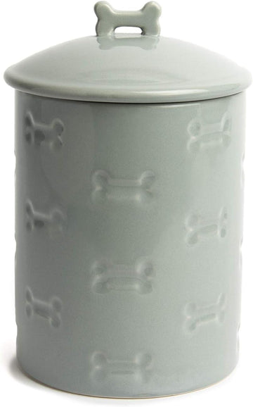Ceramic Pet Treat Jar with Airtight Lid for Dogs, Cats, Puppies and More, Chic Kitchen Countertop Container