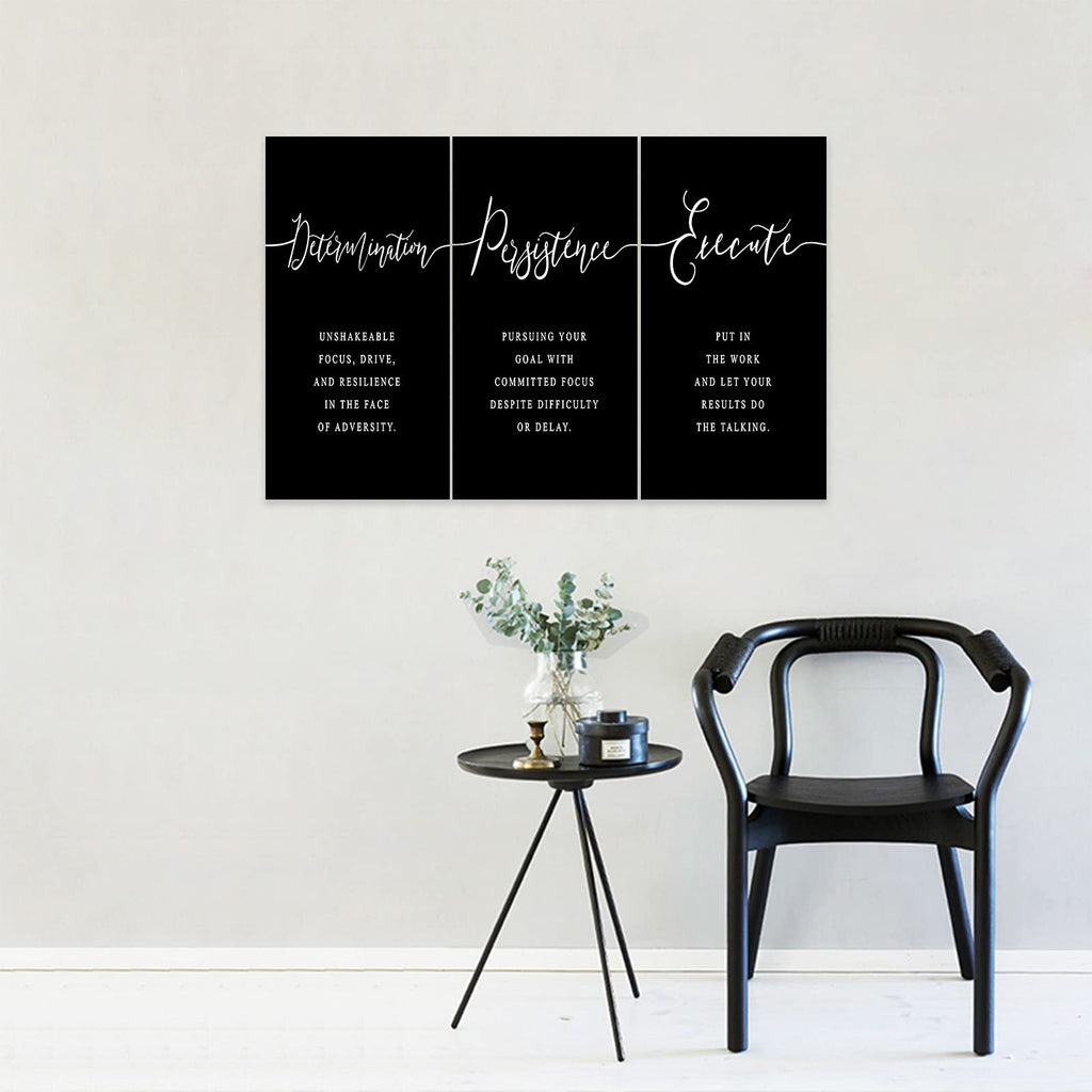 3 Piece Inspirational Wall Art, Black Background Sayings Print Pictures, Quote Motivational Canvas Art for Women Men
