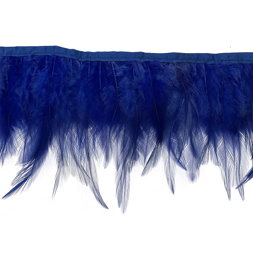 Royal Blue 2Yard Rooster Hackle Feather Fringe Trim 4-6inch in Width for DIY Costume Sewing Craft Decor Dress