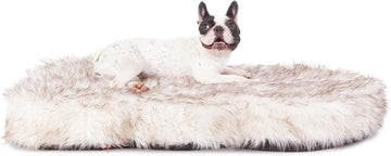 Luxury Faux Fur Dog Bed, 5 in Memory Foam(40L x 25W x 5H in, White)