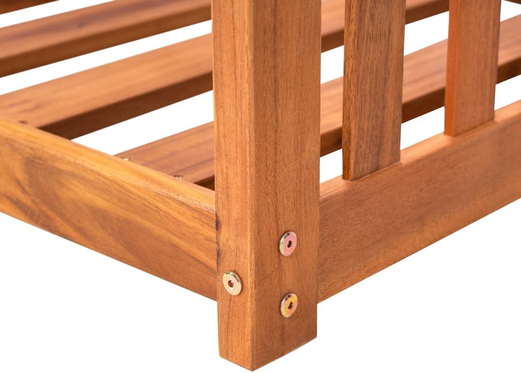 Charleston Outdoor Daybed Swing with Ropes - Crib Size Porch Swing Bed Made from Acacia Wood in Natural Finish