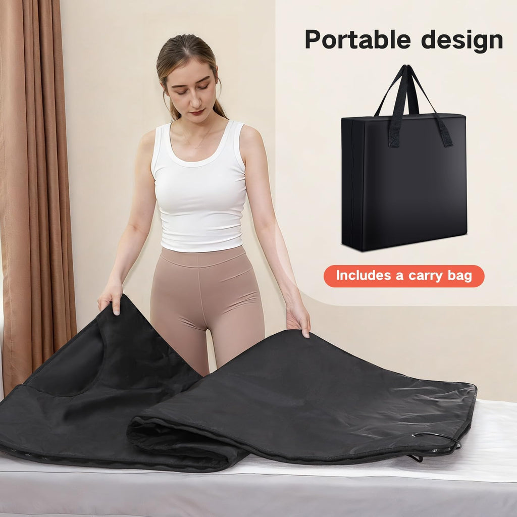 Infrared Sauna Blanket for Home, Low EMF Carbon Crystal Heating, Portable Dry Sauna Bag for Relaxation, Detoxification