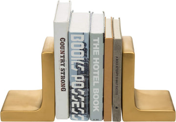 Modern Gold Concrete Office Bookshelf Decor Bookends for Heavy Book and Textbooks, Desktop Book Holder, 1 Pair