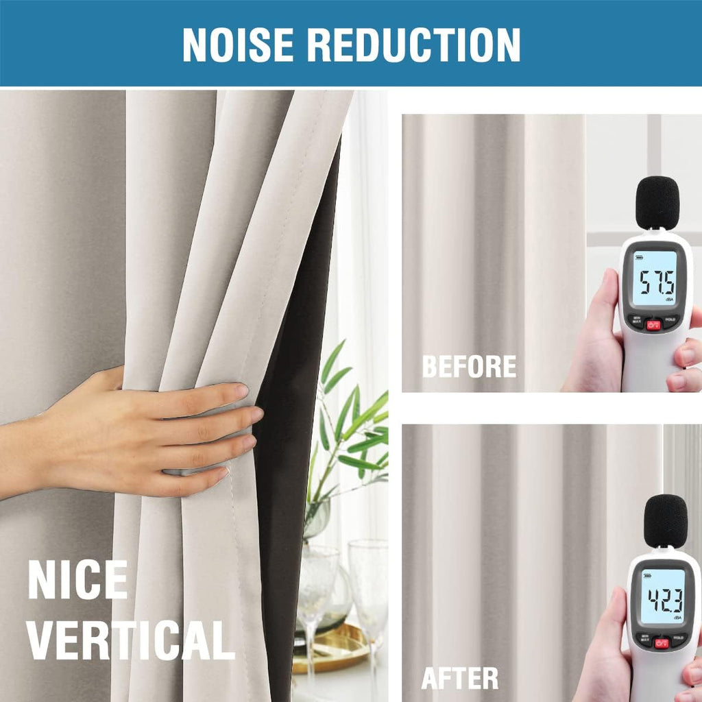 100% Blackout Curtains for Bedroom with Black Liner Full Room Darkening Curtains 84 Inch Long Thermal Insulated Back