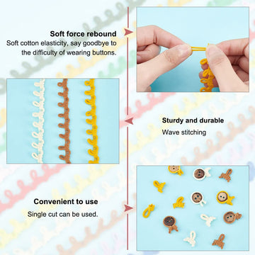 10 Colors Petite Braid Trim with Elastic Button Loop, Buttonhole Tassel Fringe Lace Trim for Wedding Costume - 20 Yards