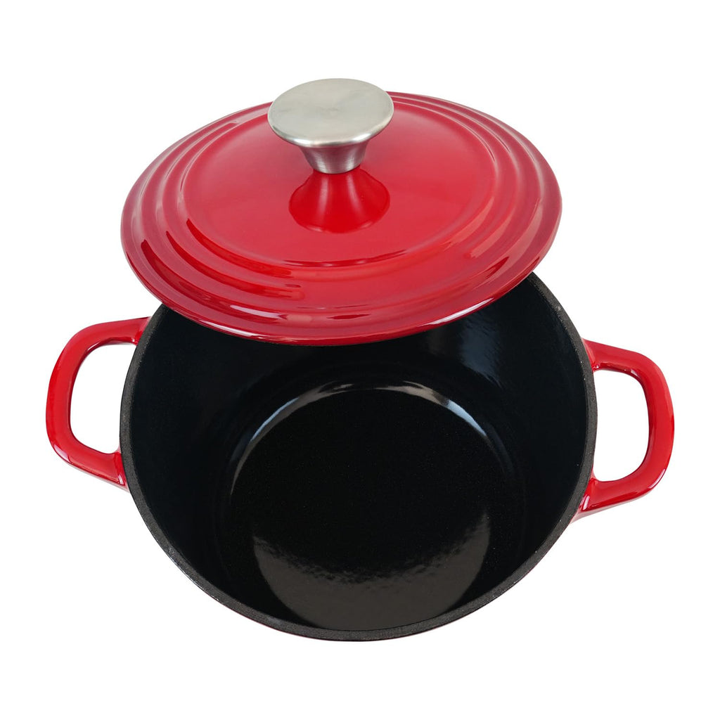 Dutch Oven Pot with Lid 2.8 Qt Cast Iron Dutch Oven for Bread Baking, Red Enameled Cast Iron Soup Pot, Small Deep