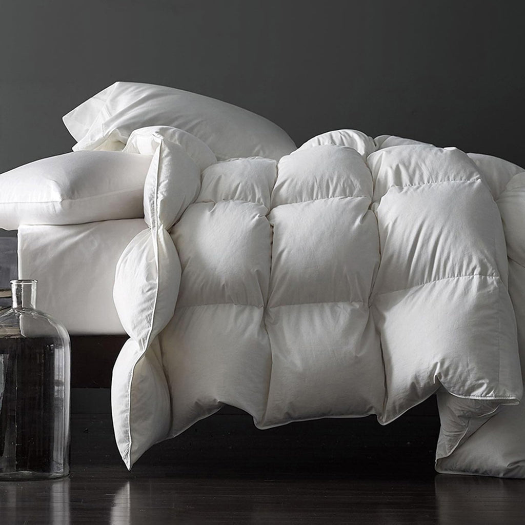 Premium Feathers Down Duvet Insert Comforter King All Season Medium Warmth White 100% Cotton Cover w