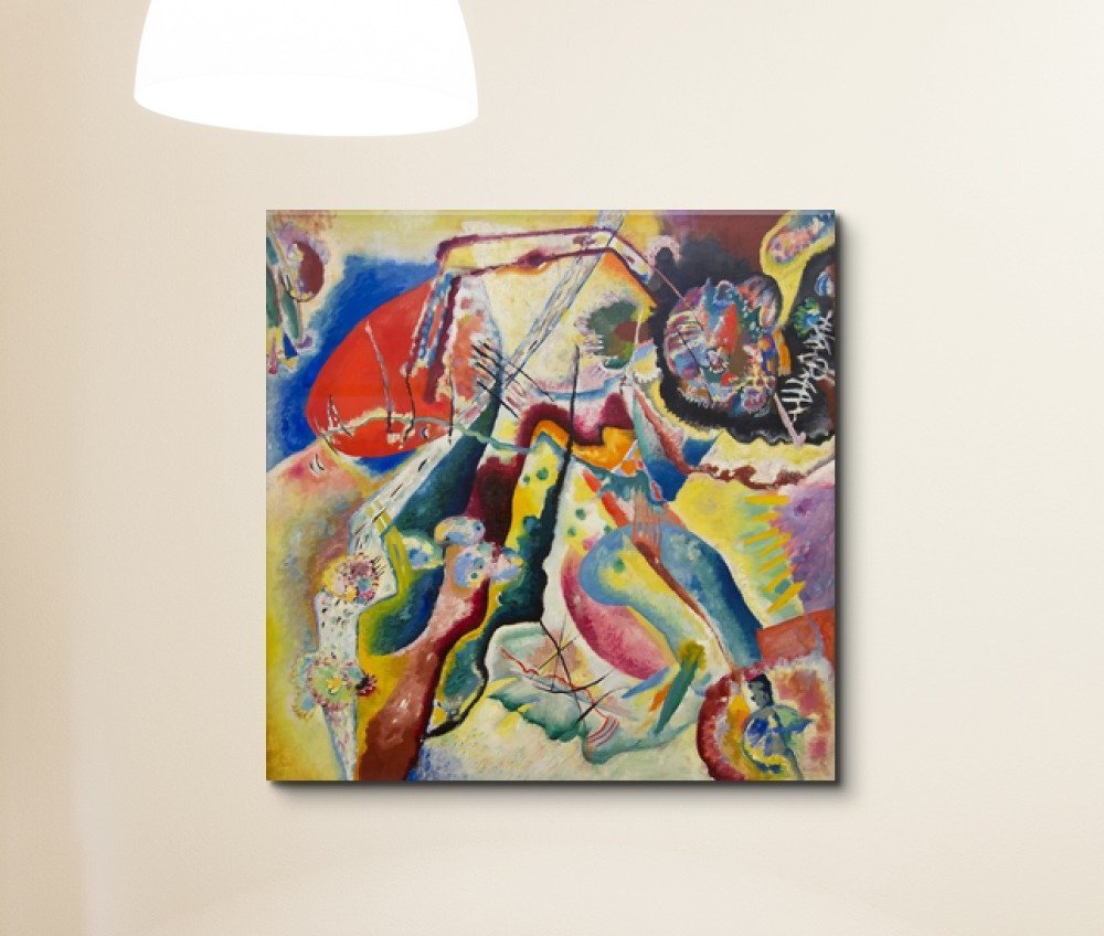 Bild mit rotem Fleck by Wassily Kandinsky - Canvas Print Wall Art Famous Painting Reproduction - 16" x 16"