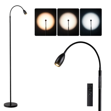 72" Reading Floor Lamp,Gooseneck LED Lamp with Zoomable Spotlight,Black