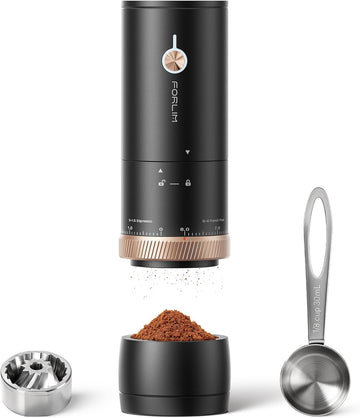 Portable Burr Coffee Grinder, 80 Precision Settings, Single-Dose | USB-C Rechargeable, Stainless Steel Conical Burrs