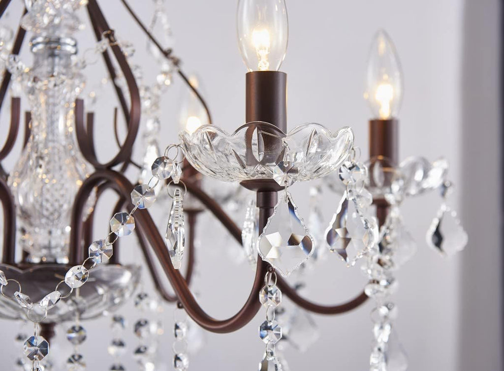 6 Light Crystal Chandelier Light Fixture Modern Chandelier Crystal Lighting, Crystal Pendant Raindrop Chandelier for Dining Room,Bedroom,Living Room,H23 x D24, 6-Light A100-B09HBS96GS