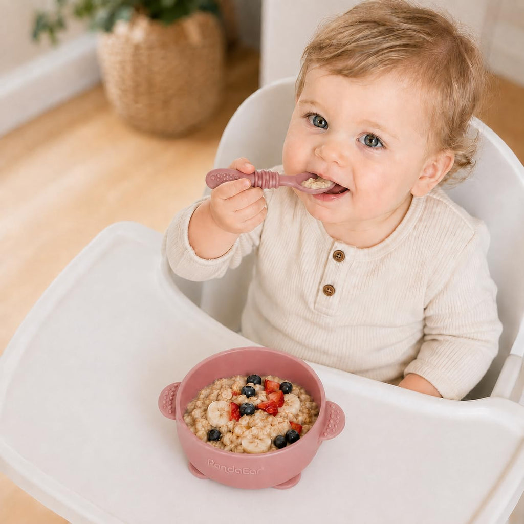 3 Pack Silicone Suction Baby Bowls & 3 Baby Feeding Spoons