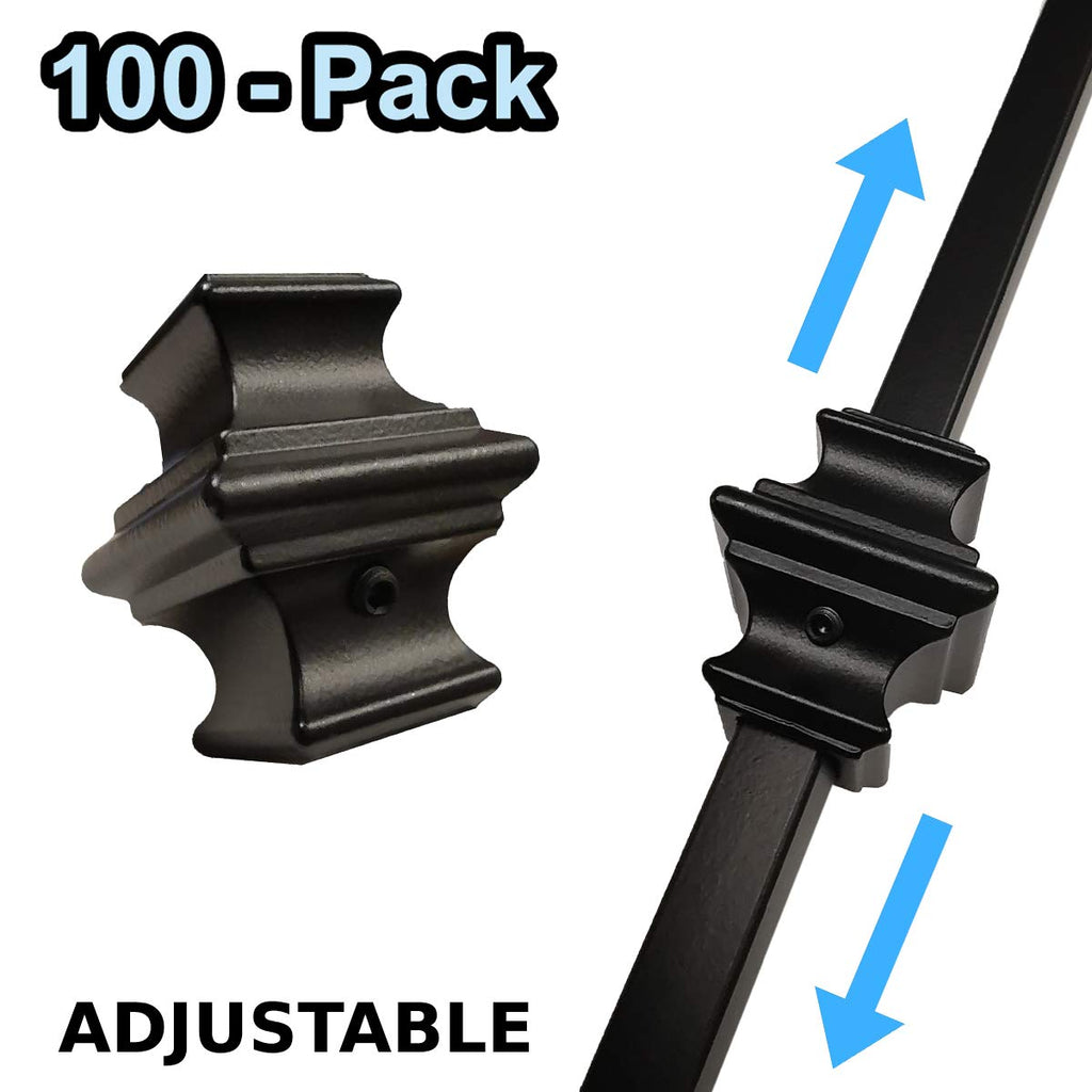 Stair Parts - Modern Adjustable Knuckles for 1/2" Iron Balusters (Contractor 100-Pack) with Set Screw - Knuckle for