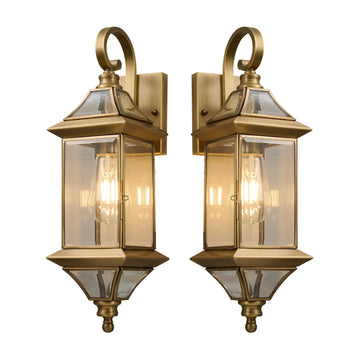 Solid Brass Outdoor Wall Light, Modern Front Porch Wall Sconces