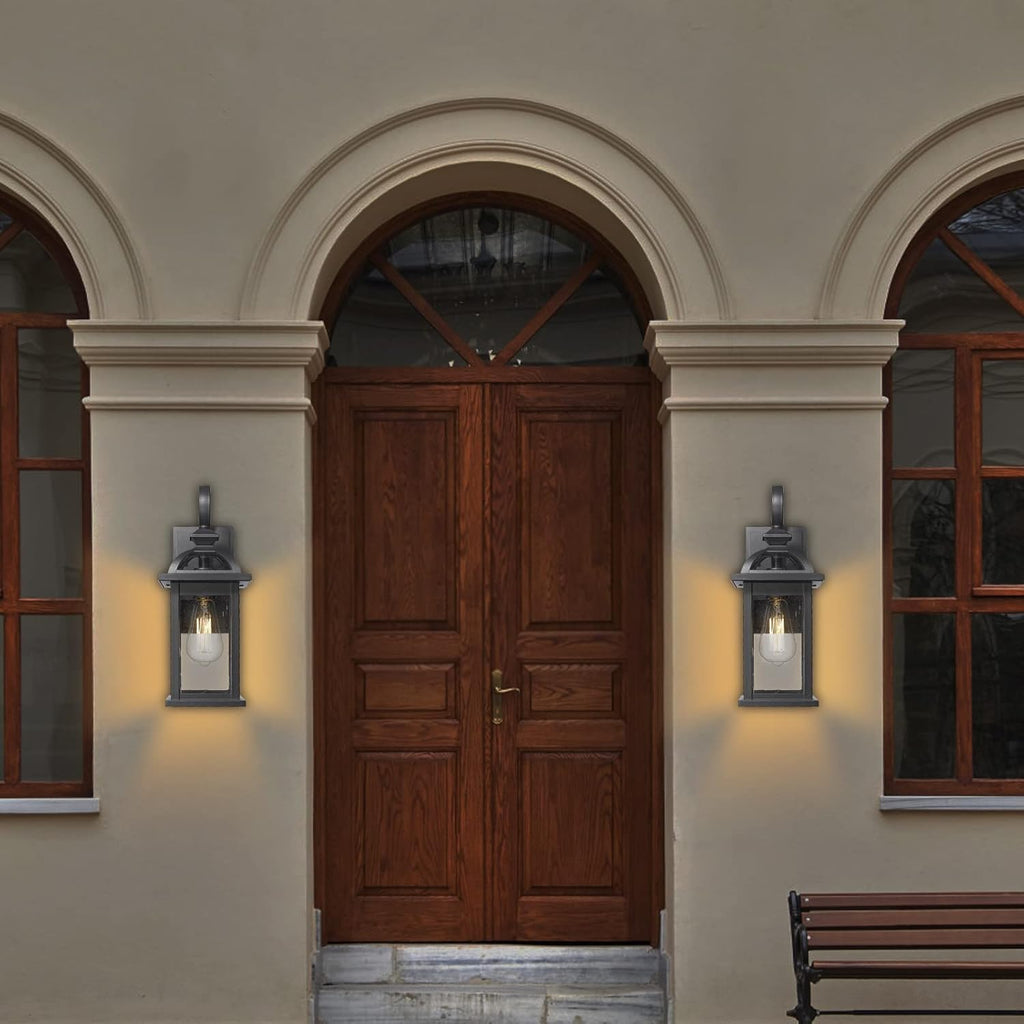 Outdoor Lights Fixtures Wall Mount, Outdoor Wall Sconce with Seeded Glass Waterproof Outside Exterior Lighting Fixture