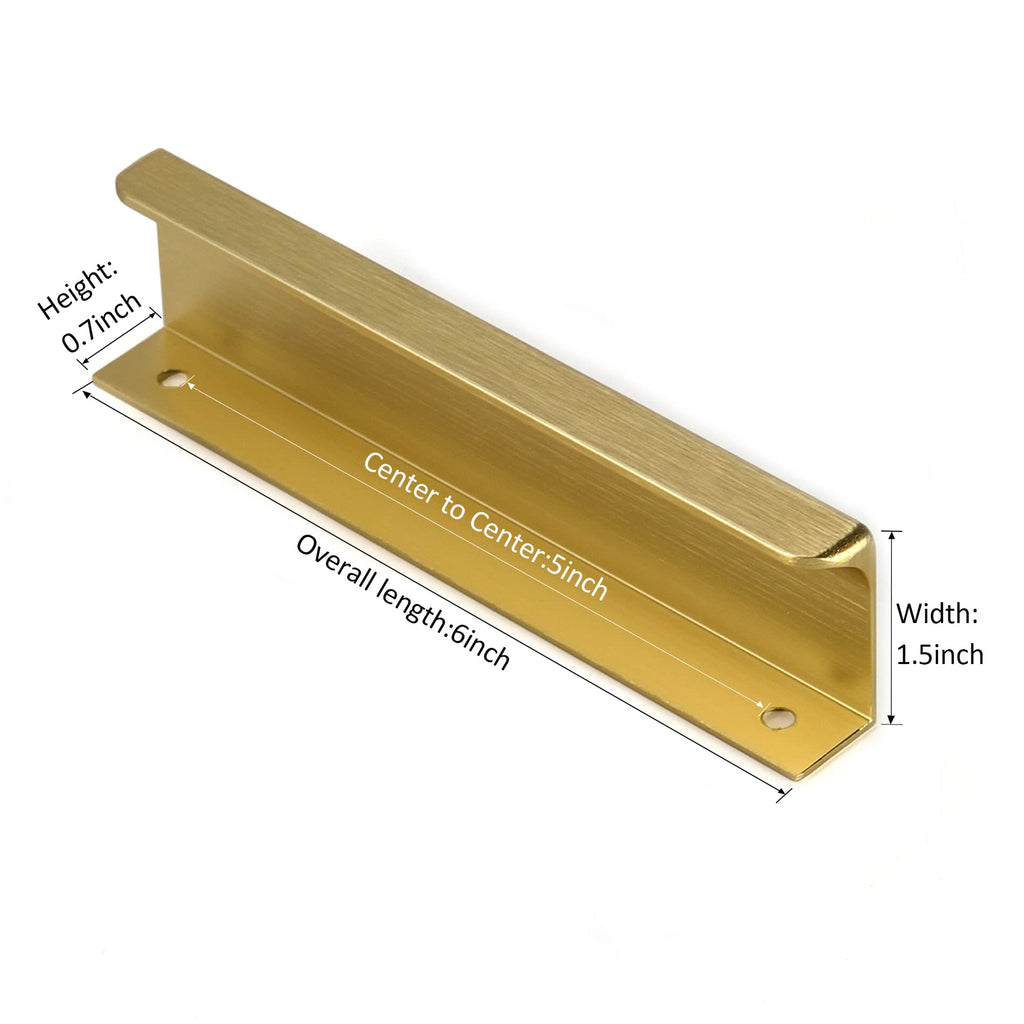Edge Finger Tab Pull for cabinets Kitchen Concealed Drawer pulls Aluminum Hidden Back Mount Door Handle Pack of 6