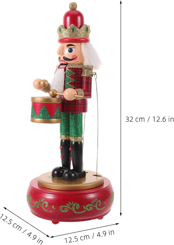 Xmas Wooden Nutcracker Music Box Figurine, Classic Christmas Decor