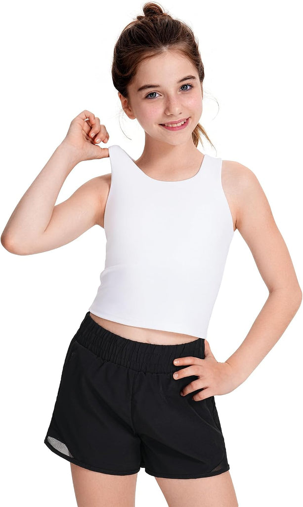 Girls Tank Tops Athletic Tanks with Bra Racerback Sports Top