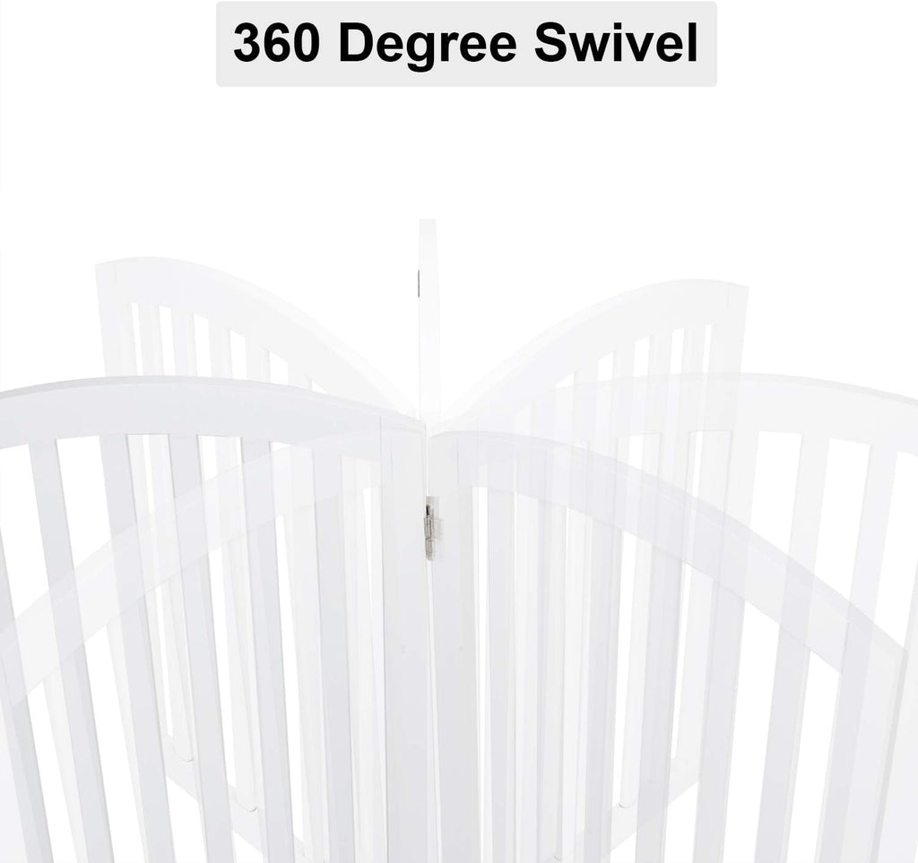 30'' Height Extra Wide Wooden Freestanding Pet Gate for Dogs, No Drill Foldable Indoor 4-Panel Doggy Gate for Stairs