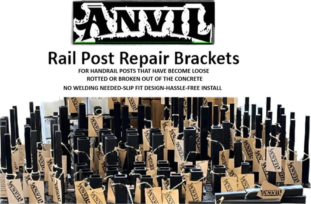 No Welding Boot Repairs-Rusty Metal Step Railing Posts Rail Base 4" Post Mount Broke Rails-Slip-Fit Handrail Bracket