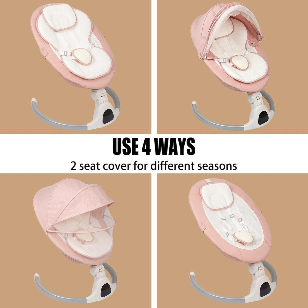 Electric Baby Swing for Infants 0-9 Months, Portable Infant Swing with 5 Swing Speeds, Bluetooth Audio, Remote