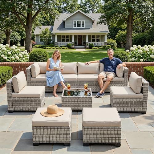 9-Piece Wicker Outdoor Patio Furniture Set | All-Weather Resistant for Backyard, Garden & Porch