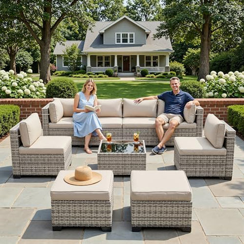 9-Piece Wicker Outdoor Patio Furniture Set | All-Weather Resistant for Backyard, Garden & Porch