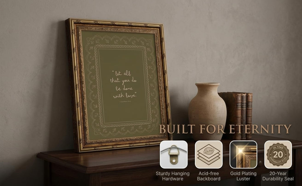 Framed Inspirational Bible Verse Wall Art Print "Let All That You Do Be Done with Love" Scripture Quote Picture with